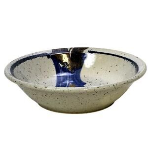 Studio Pottery Artist Mike Grafa Signed Rustic Blue Brown Stunning Serving Bowl